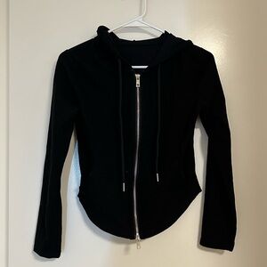 japanese brand cinch v cutout two zipper define zip up hoodie jacket